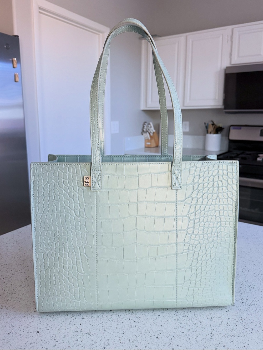 BEIS The Work Tote in Slate Croc